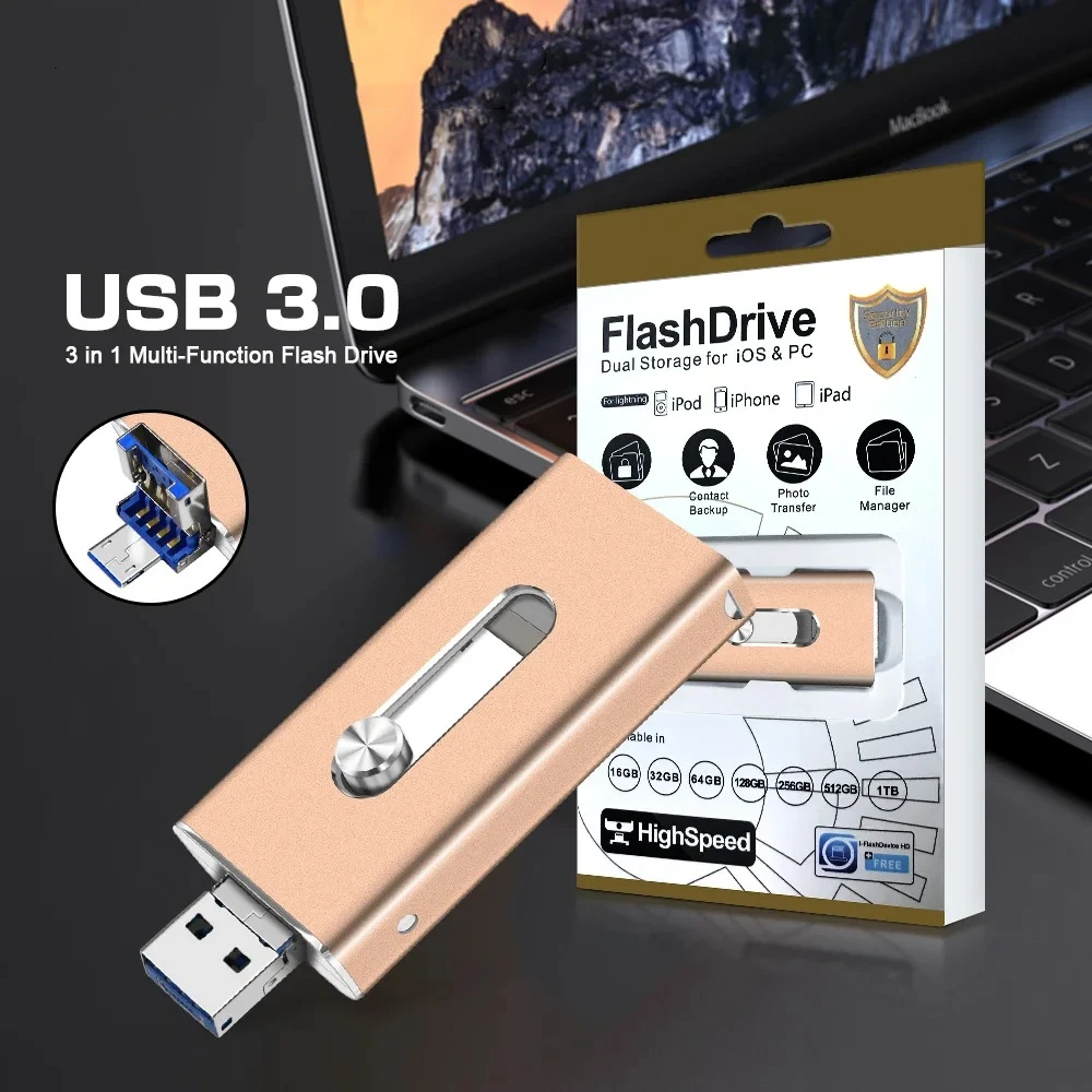 USB Flash Drive Photostick High Speed Sticks External Storage Pen Drive For Phone iPhone Android PC Copy Photo Videos Files