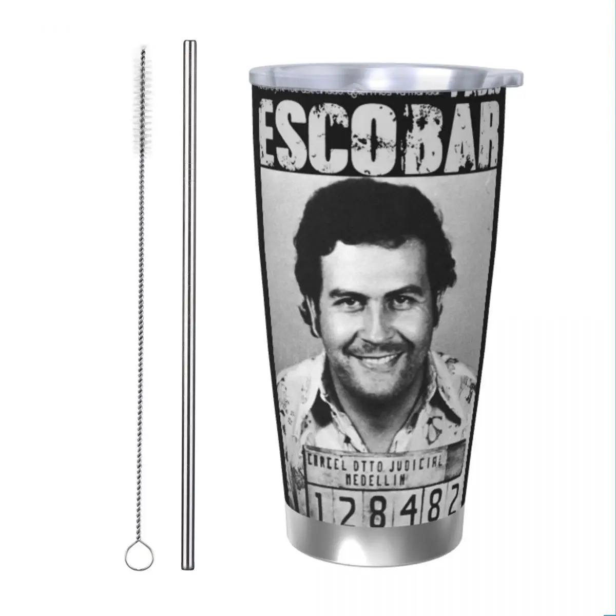 Pablo Escobar Scareface Luciano Capon Tumbler Vacuum Insulated Thermal Cup with Lid Straw Smoothie Tea Mug Spill Proof, 20oz