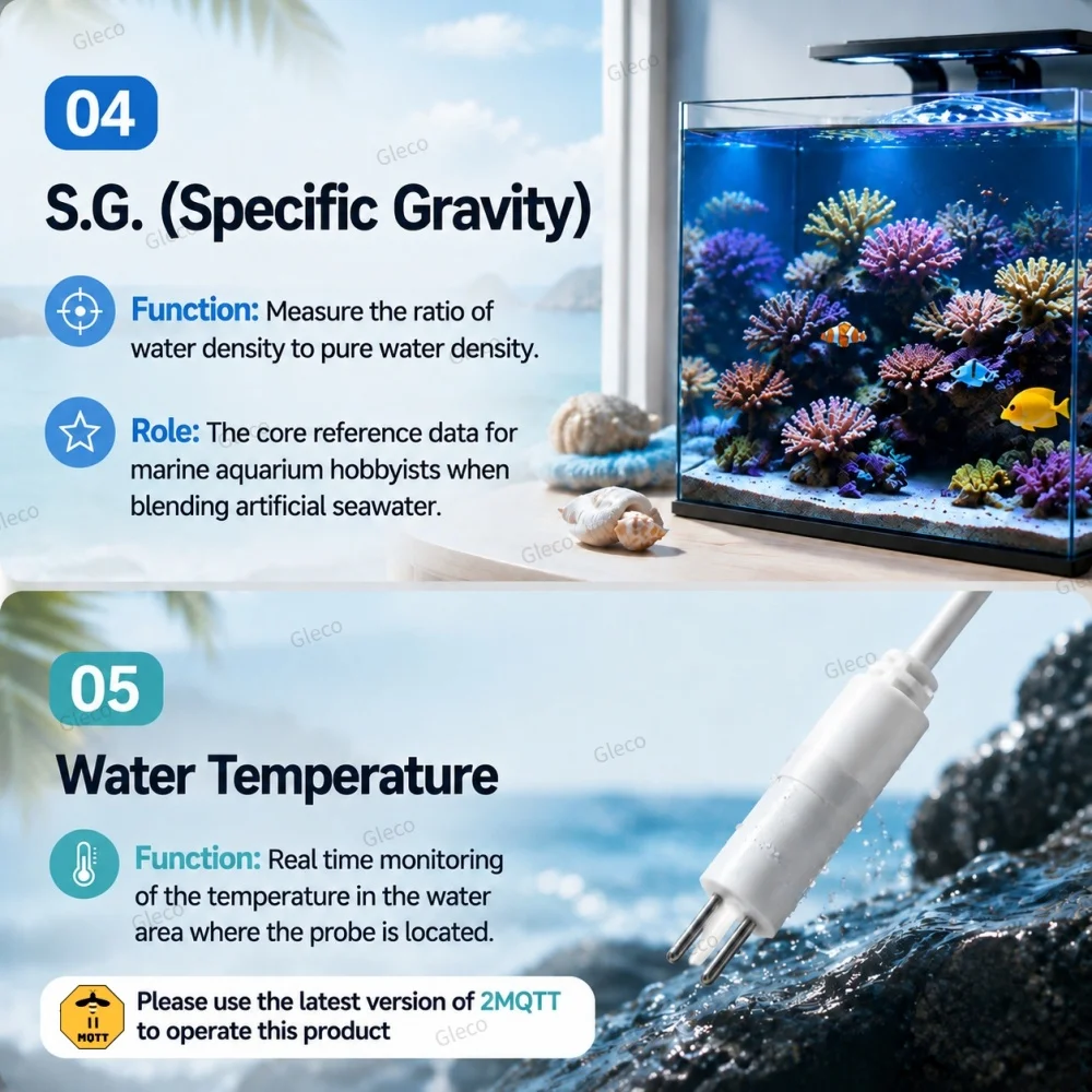 Zigbee 7-in-1 Wasserqualitätssensor TDS/EC/SG/Temp Salinitätsmessgerät Wasserqualitätsmonitor MQTT für Aquarien und Trinkwassertests – Detail 11