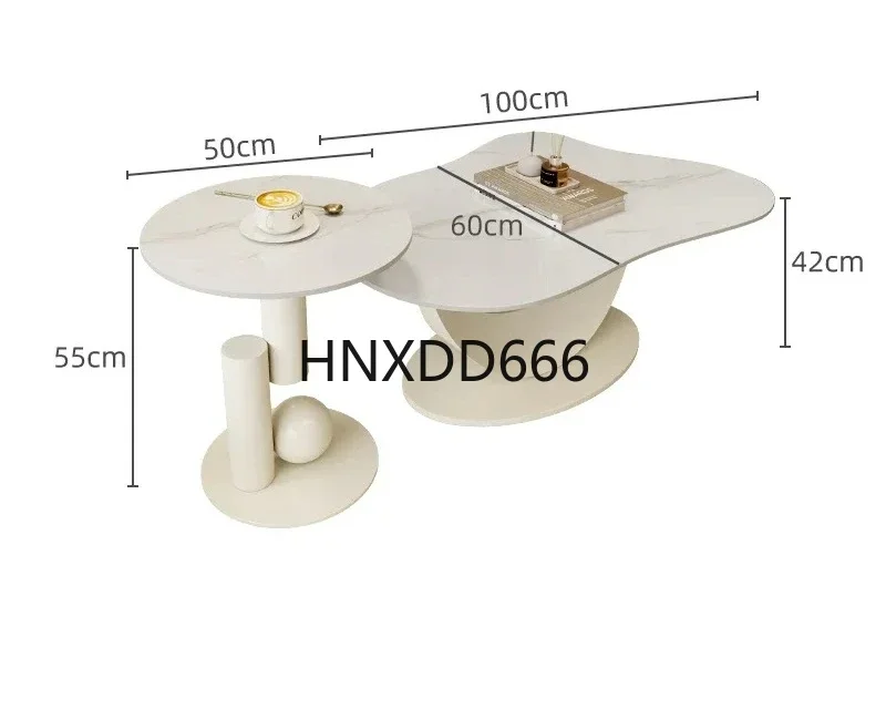 Stone Plate Irregular Clouds, Black Coffee Table Living Room Home Light Luxury Modern Small Apartment Tea Table Combination