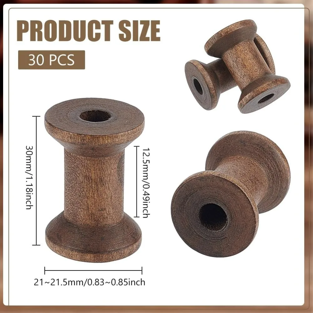 30Pcs Antique Wooden Empty Spools, 1.18\