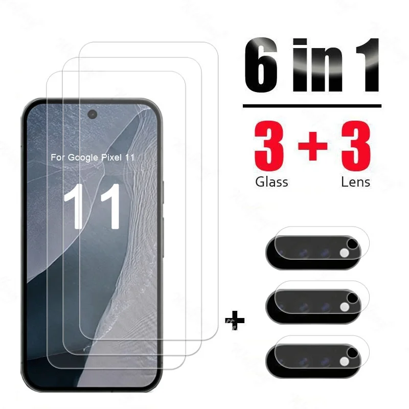6-in-1 für Google Pixel 11: Panzerglas mit oleophober Beschichtung, Pixel 11 Displayschutzfolie, Kamerafilm, Pixel 11 Pro XL