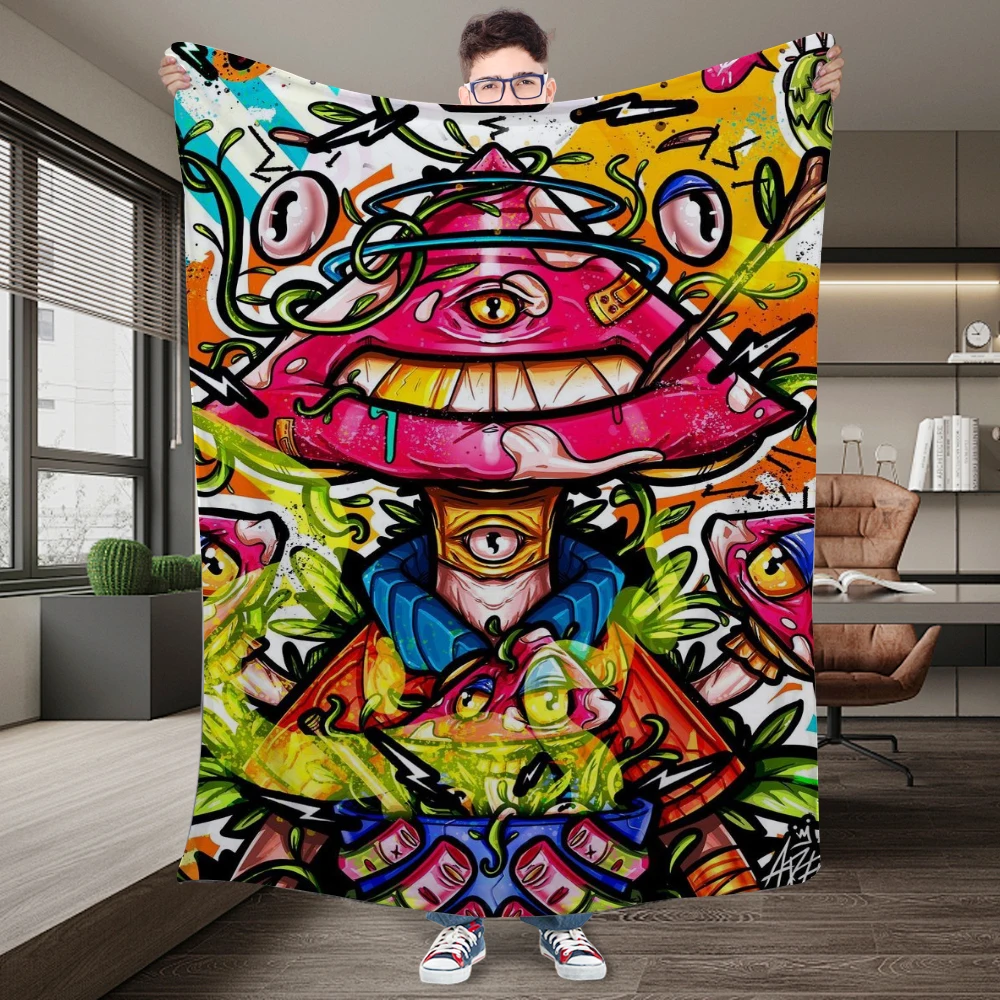 Funny Warm Throw Blankets for Bedding Lounge All Season Customized blankets Colorful  Graffiti Game Blanket Fleece