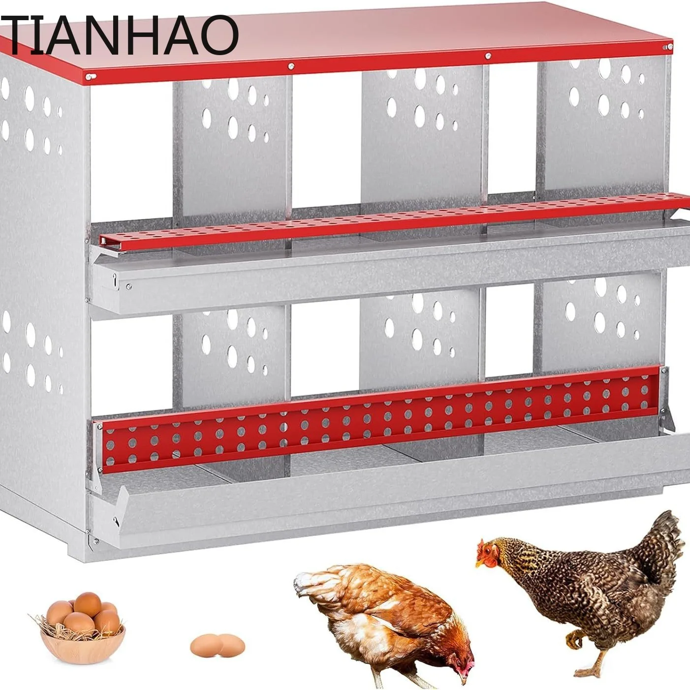 Poultry Egg Laying Box Double Layer Farm Chicken Nesting Box with 6 or 8 Compartments