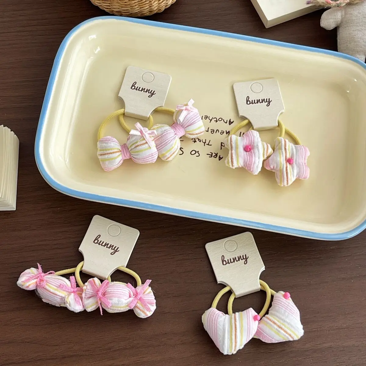 2pcs/lot Striped Candy Love Children's Elastic Hair Band Sweet Girl Hair Rope Tie Rubber Band Ponytail Headband Hair Accessories