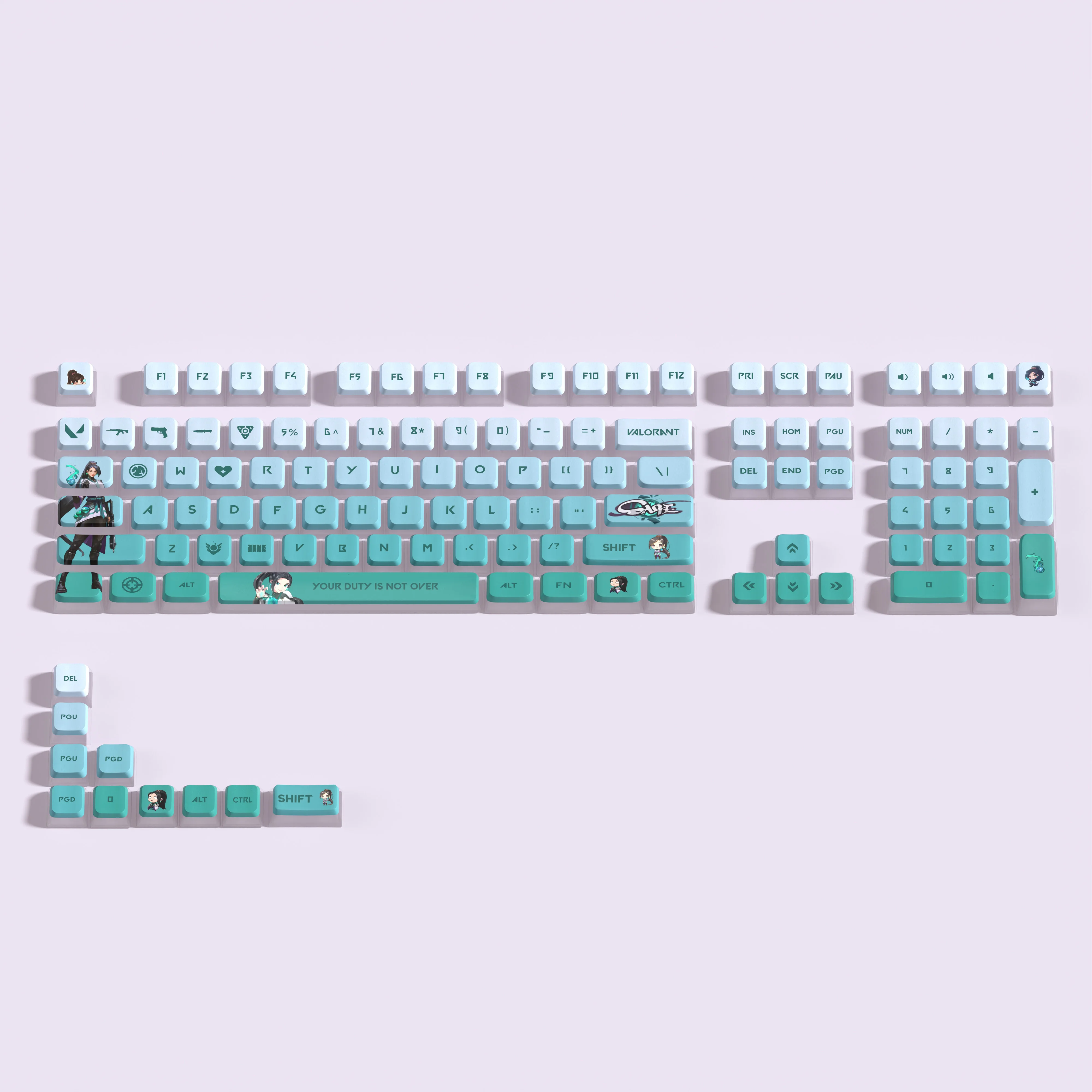 SAGE-Vlaorant PBT Keycaps, Conjunto Completo Perfil ASA, PBT Dye Sub, Suporte Translúcido Leve, 119 Chaves