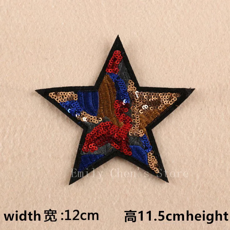 Sew On 3 Pcs Colorful Stars In Sequins Embroidered Patch Sequin Motif DK Fashion Motif Applique Embroidery Accessory