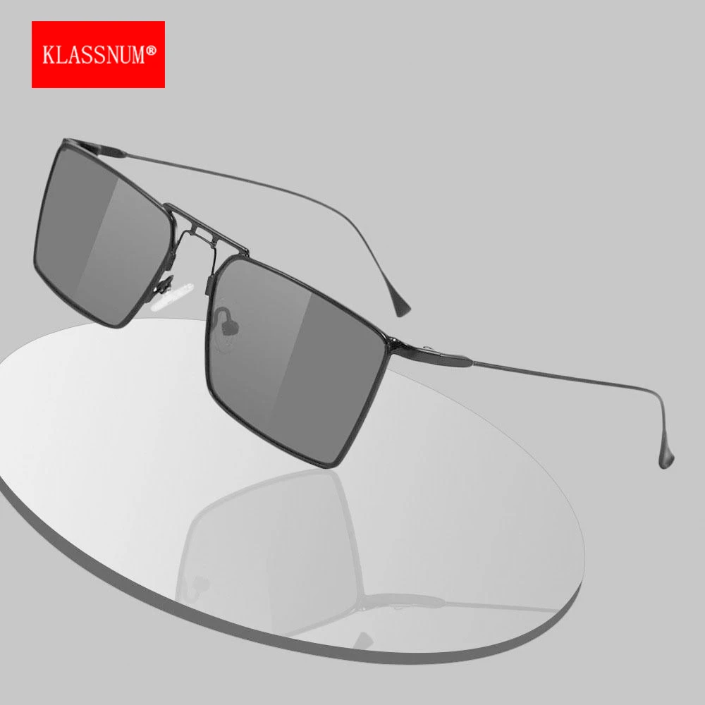 

KLASSNUM Trendy Metal Frame Square Sunglasses Men Retro Sun Anti Glare UV400 Driving Sun Glasses Shades Outdoor Travel Eyewear