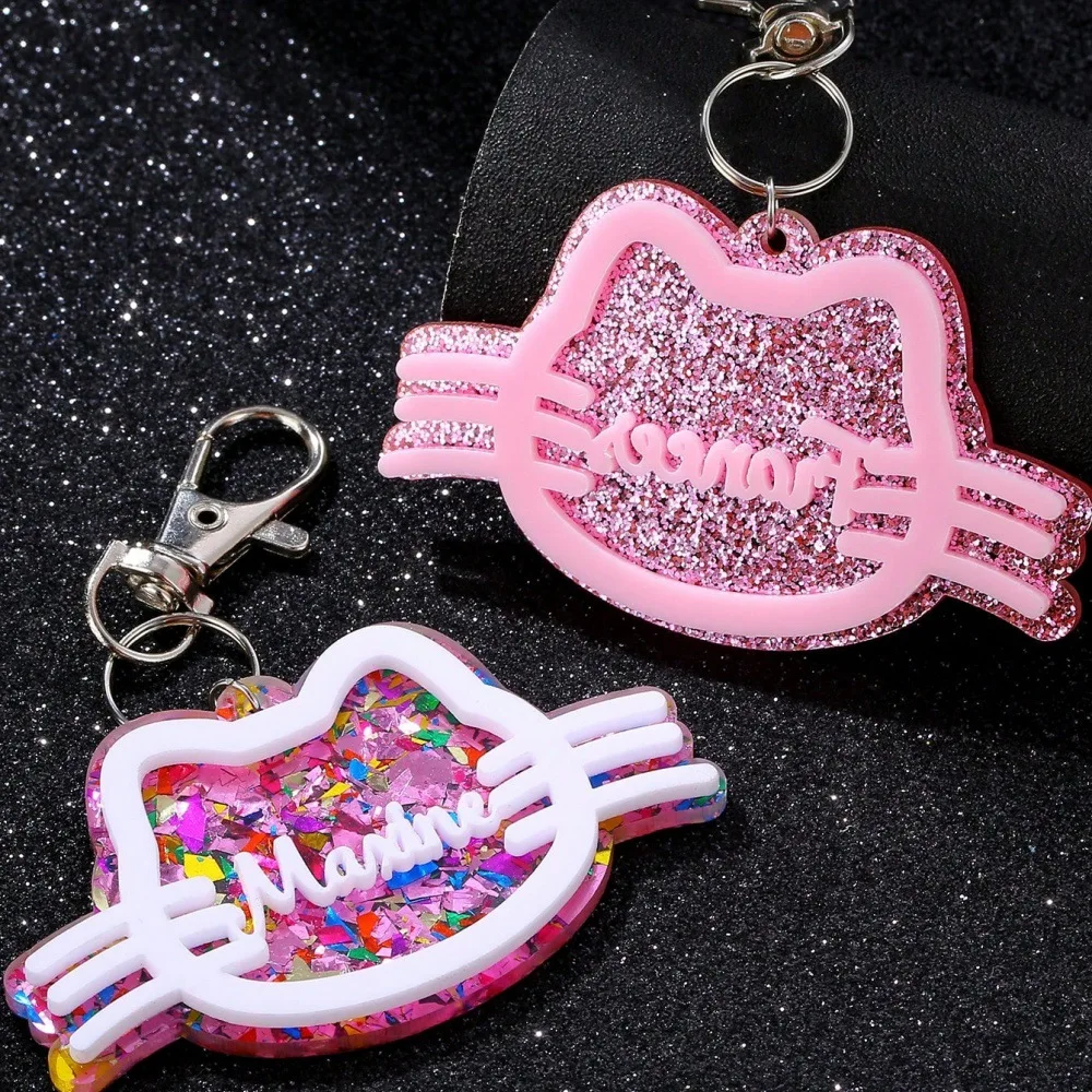 2025 أزياء لطيف الاكريليك القط القط للتخصيص اسم آخر نسخ طبقة مزدوجة قلادة شخصية هدية