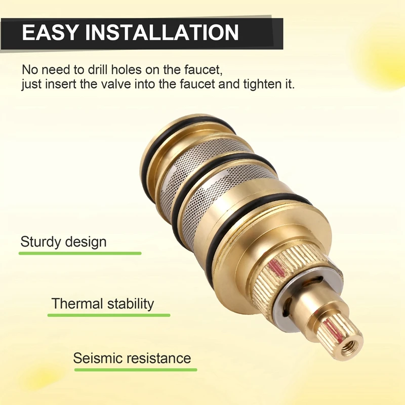 Brass Replacement Thermostatic Cartridge,Shower Mixer Valve Bar Repair Kit Intelligent Thermostatic Valve Core