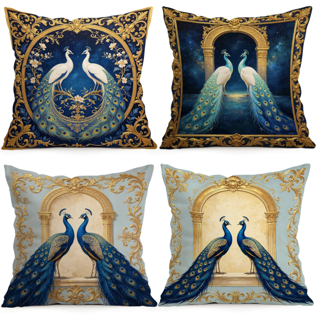 Grass Border Peacock Pillowcase Printed Polyester 40/45/50cm Throw Pillowcover Decorative Sofa Cushion Pillowslip Home Decor