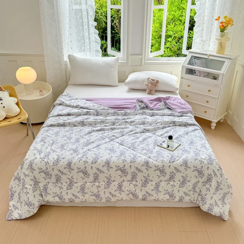 Summer Quilt Skin-friendly Duvet Floral Style Bedspread Quilted Blanket Single Queen Size Duvets Home Comforter edredon