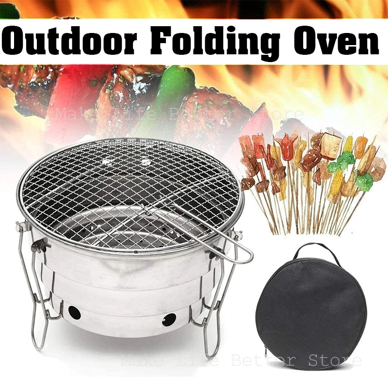 

Grills Portable Barbecue Stove Folding Split Stainless Steel Fire Pit Outdoor Detachable BBQ Grill Folding Charcoal Stove