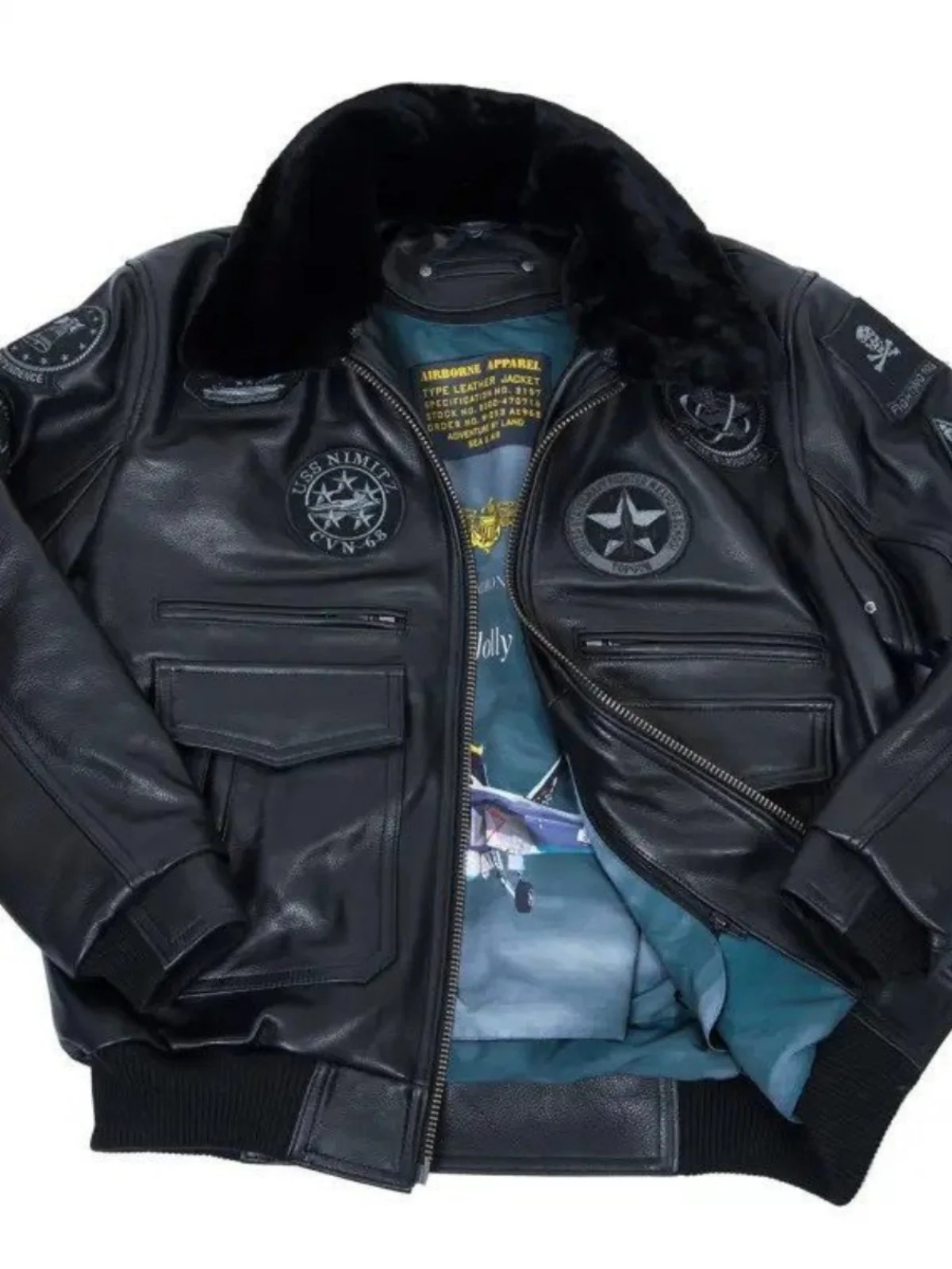 

American Sle Men's Motorcycle Leather Jaet eepskin ort Coat Casual Busin Leisure Zipper Closure No Brand Registered