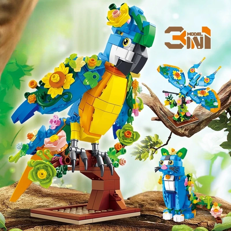 

SEMBO Parrot Building Blocks Children's Educational Assembling Simulation Parrot Trendy Toys Butterfly Ornaments Birthday Gifts