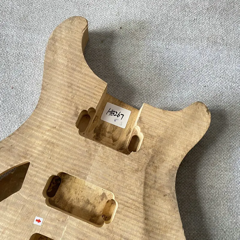 HB267Wood Cracks&Damages SEMI Hollowbody Unfinished Custom Electric Guitar Body Natural Flamed Maple for DIY Replace Special