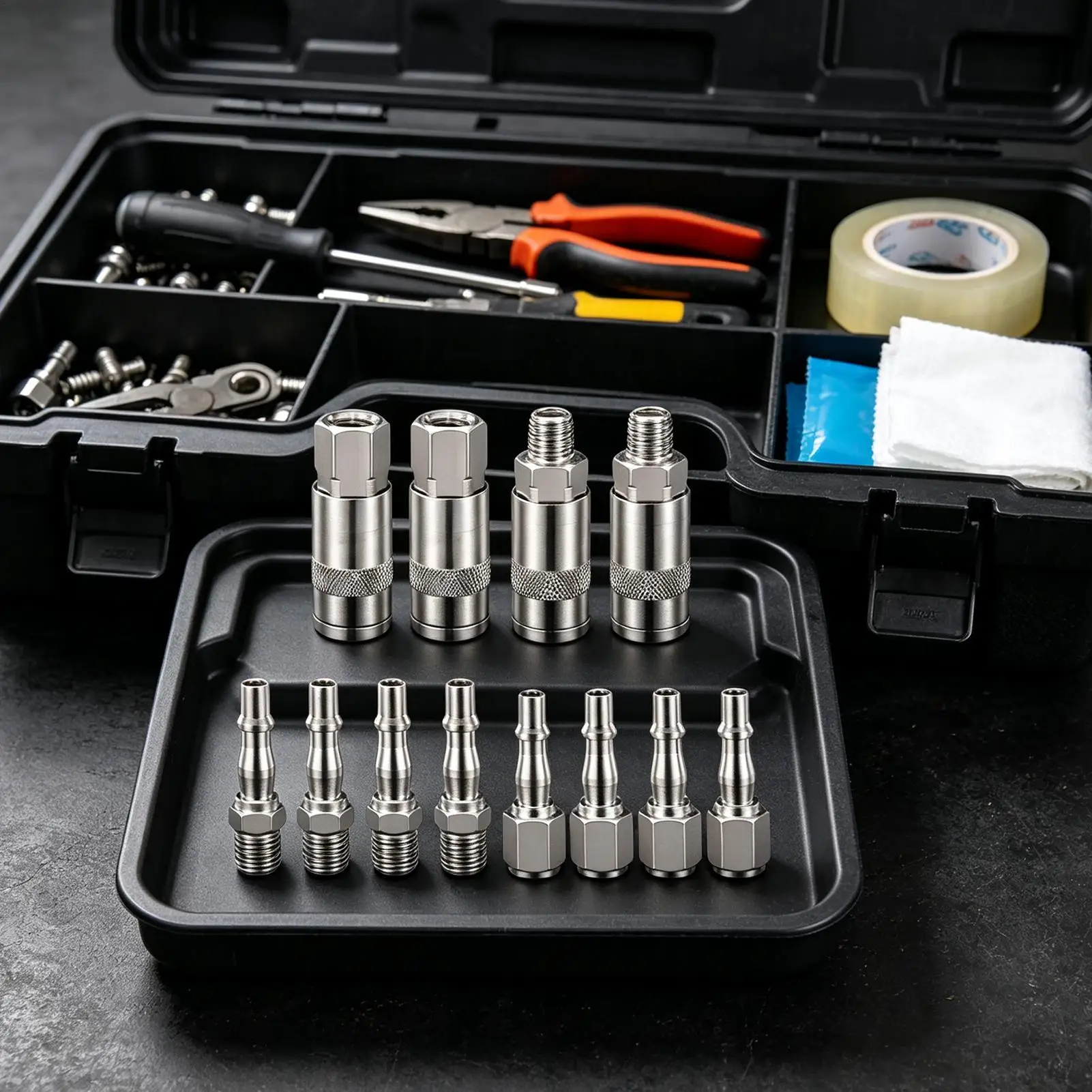 Air Fittings For Compressor 12 Pieces Pneumatic Tube Connectors Kit Male And Female Quick Connect Hose Fittings For Shop Tools