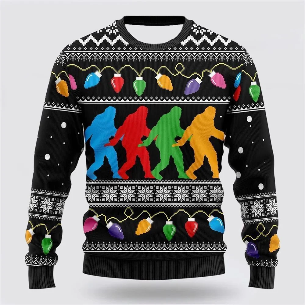 

С Рождеством графические толстовки Bigfoot Xmas уродливый рождественский свитер для женщин толстовка унисекс с животными для мужчин и женщин пуловеры
