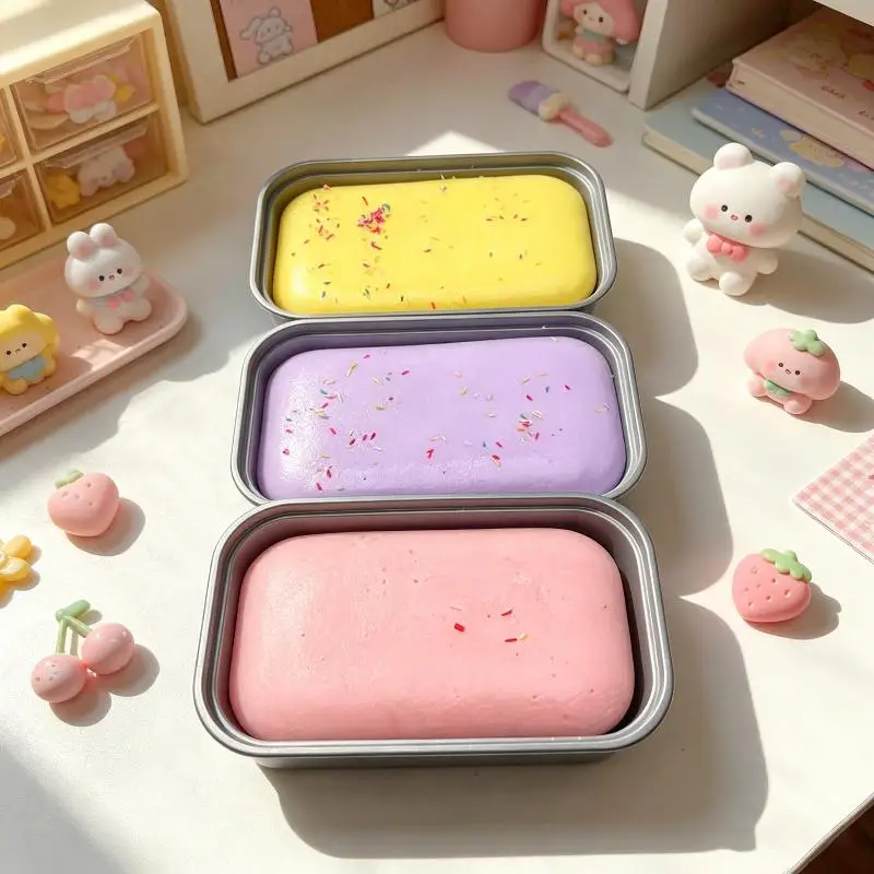 Ice Cream Sticky Box Cake Slow Rising  Toy Kawaii Soft Squeeze Sensory Fidget Stress Ball For Adult Stocking Stuffer Gift