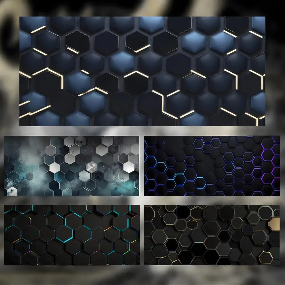 Abstract Hexagon Pattern Art Mouse Pad Large Thick Desk Pad Stitched Edges Gaming Mouse Mat for PC