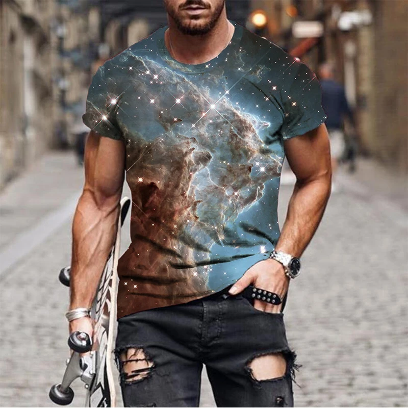 Starry Sky Series 3D Print T-shirt Streetwear Men Women Short Sleeve O-Neck T Shirts Oversized Harajuku Tees Kids Tops Clothing