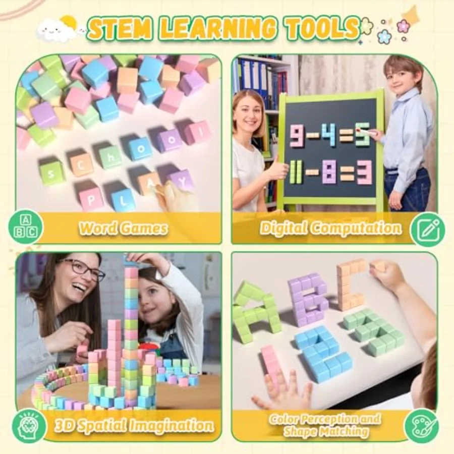 Blocchi magnetici da 30 pezzi Blocchi di costruzione impermeabili in colori Macaron per l'aula prescolare Giocattoli sensoriali ideali per con Auti