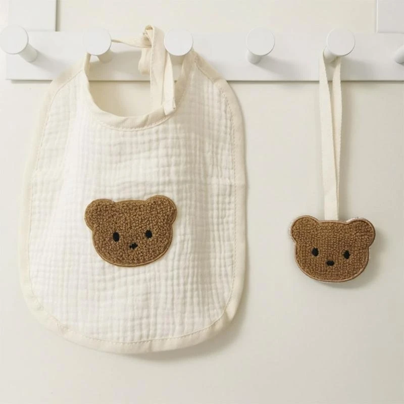 

J15U мини-нагрудник с медвежонком, модный хлопковый марлевый нагрудник с защитой от плевков молока для младенцев