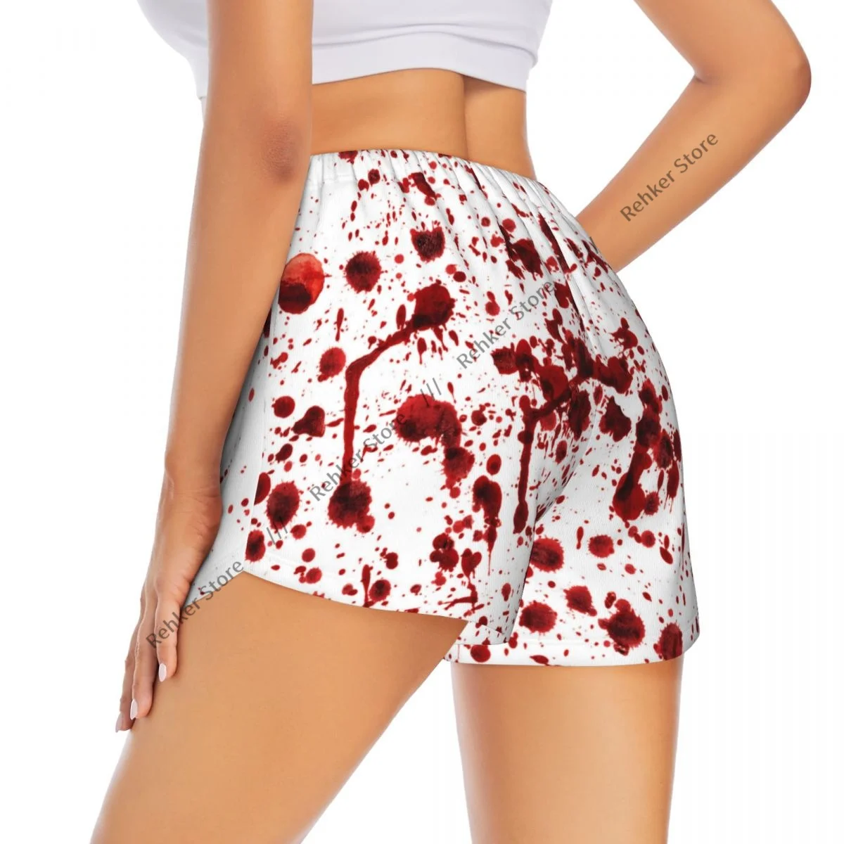 Yoga Shorts for Fitness Shorts Biker Workout Running Sports Splashes Of Blood Bloodstain Horror Scary Quick Drying With Pocket