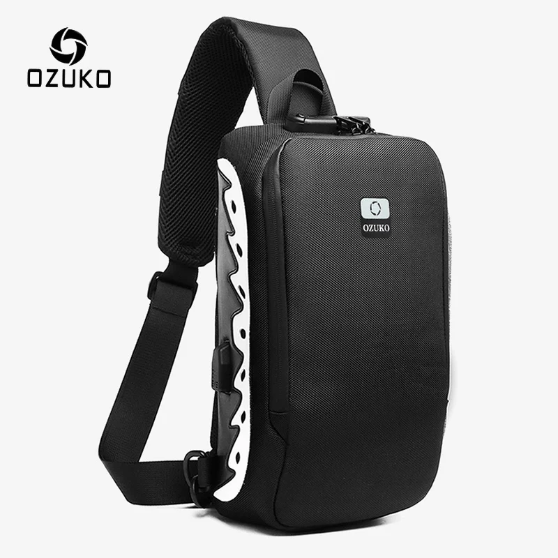 

OZUKO New Men Shoulder Bag Anti-theft Crossbody Splashproof Male Messenger s Fashion Reflective Sling for Teenagers