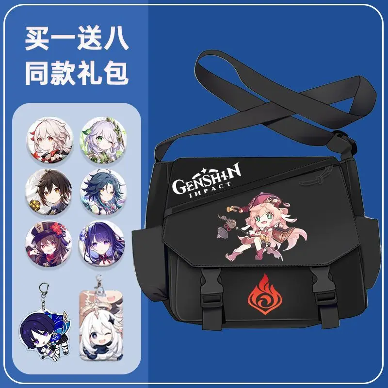 Game Genshin Impact Single Shoulder Xiangling Hu Tao Trendy Large Capacity Crossbody Bag For Middle School Students Unisex Ins