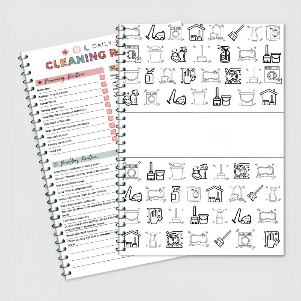 Productive Housework Cleaning Schedule Planner Daily Routine Checklist Organizer Goal Management Journal Notebook