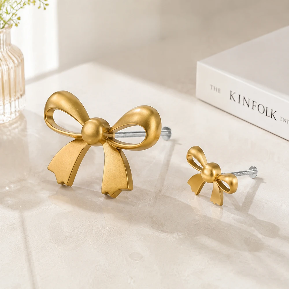 Retro Bow Cabinet Copper Decor Pulls DIY Drawer Handle Pulls for Cupboard Wardrobe Closet Furniture Hardware