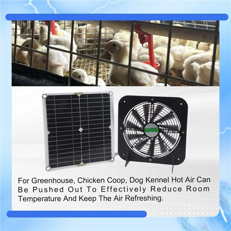 AC88-Mono-Polycrystalline Solar Panel With 13.5 Inches Exhaust Fan Bracket Photovoltaic Fan Ventilation Cooling Solar Panel