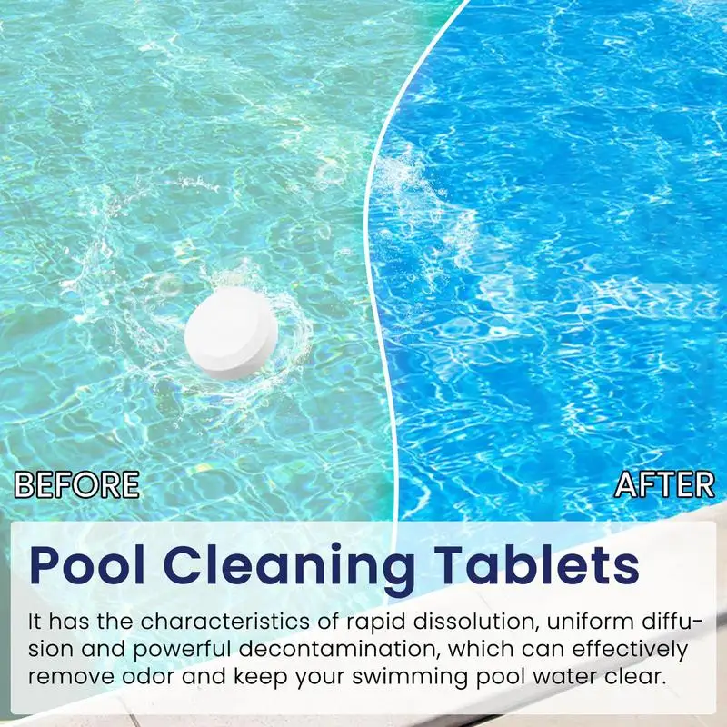 Pool Cleaning Tablets 10PCS Pool Tablets Chlorine Tabs Advanced Swimming Pool Agent Water Cleaning Supplies Fast-Acting solution