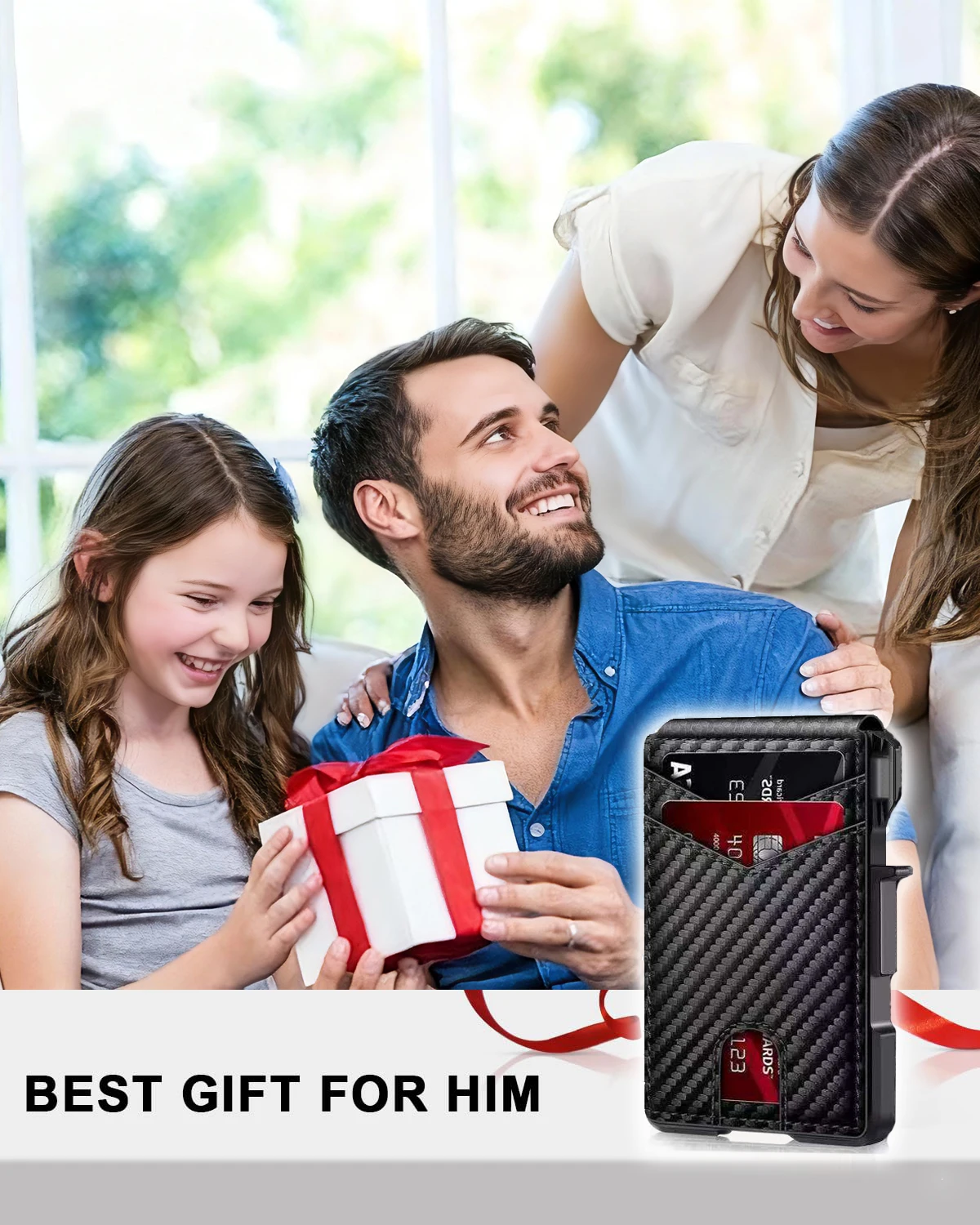 Bestseller Herren Minimalistischer Kartenhalter aus Kohlefaser für Pop-Up RFID-Geldbörse Diebstahlschutz & Anti-RFID Leder Metall Aluminium Geldklammer – Detail 5