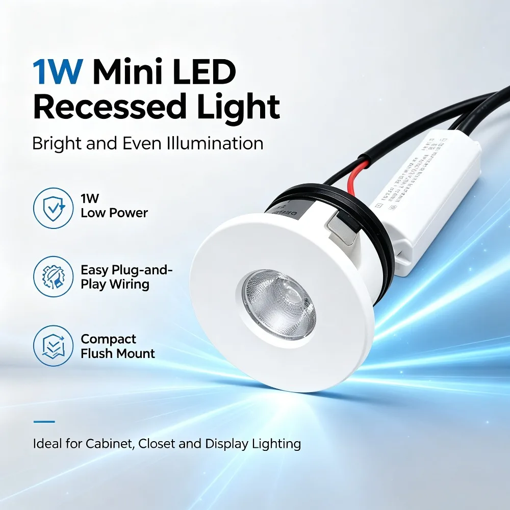 JOYINLED 1W LED Mini Spotlight Small Size LED Mini Recessed Downlight Spotlight Embedded Installation,Suitable for Cabinet Light