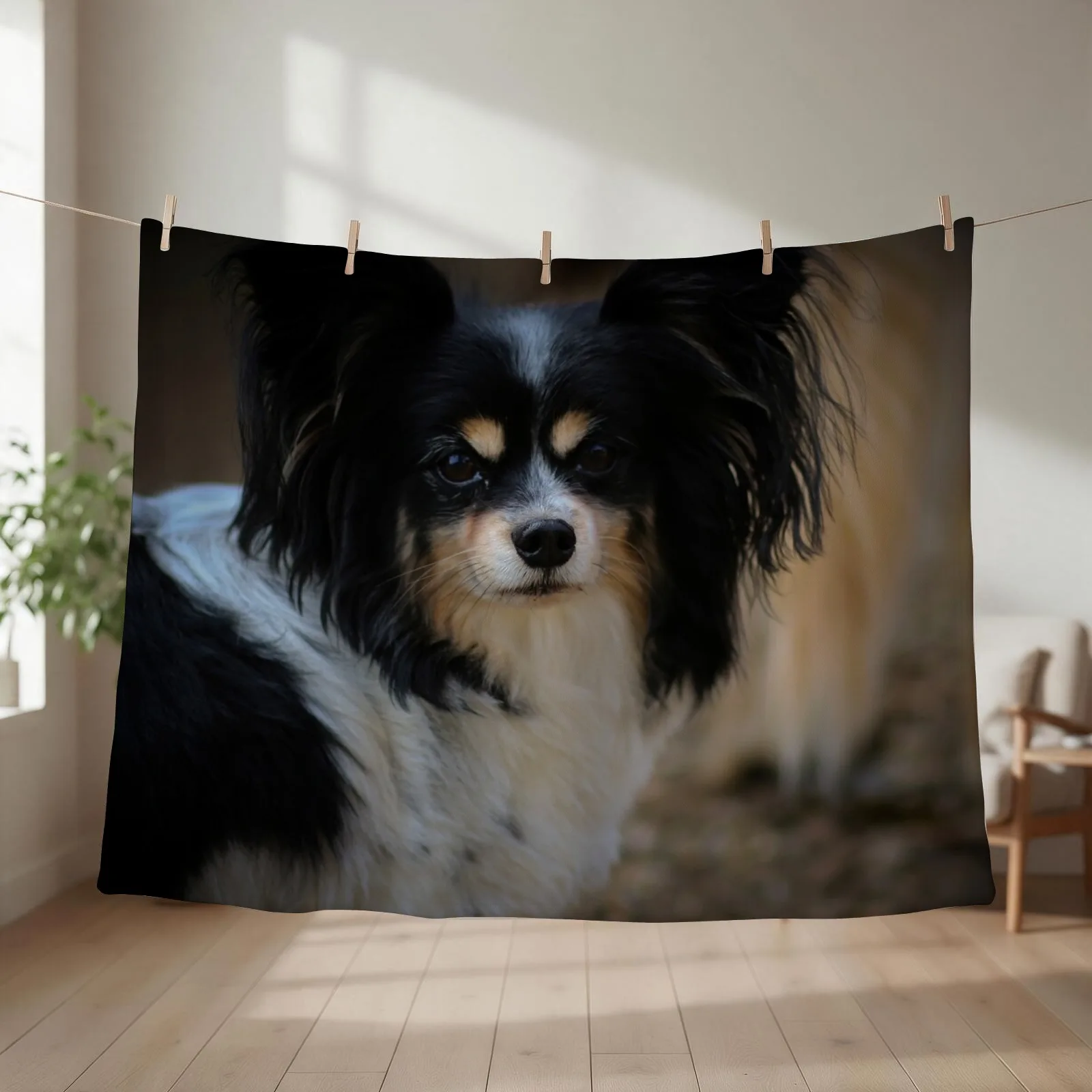 Papillon dog Throw Blanket couch cozy soft plush fuzzy picnic outdoor blanket