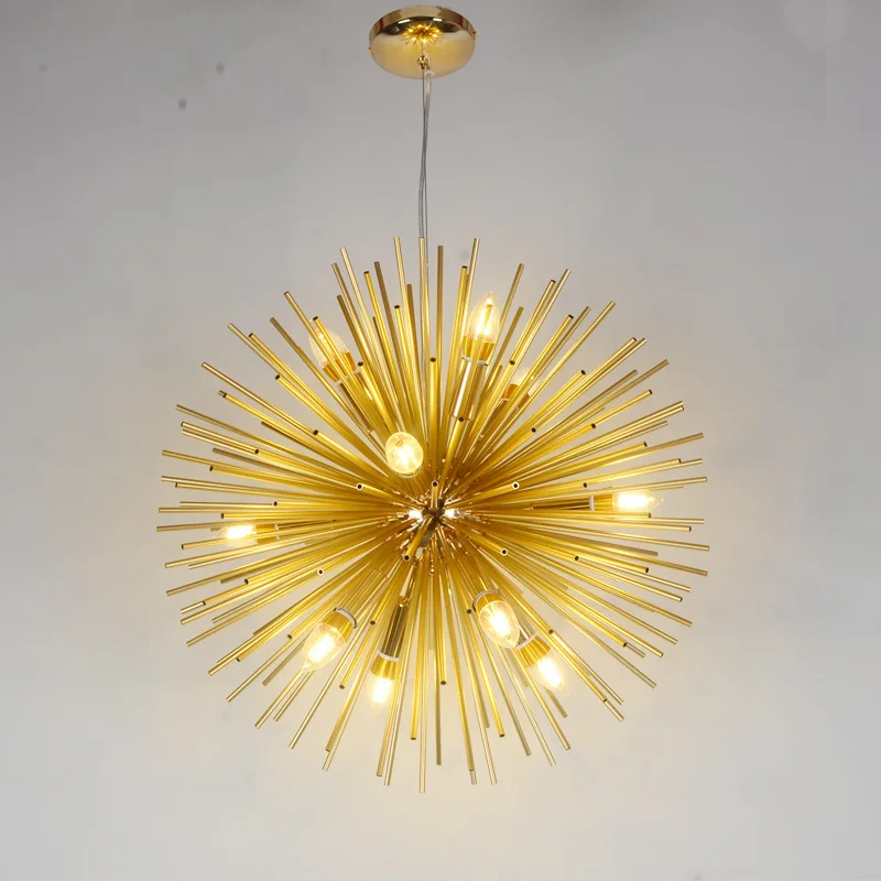 2026 Modern Aluminum Dandelion Pendant Light Sputnik Hedgehog LED Chandelier Nordic Gold for Living Dining Room Bedroom Decor