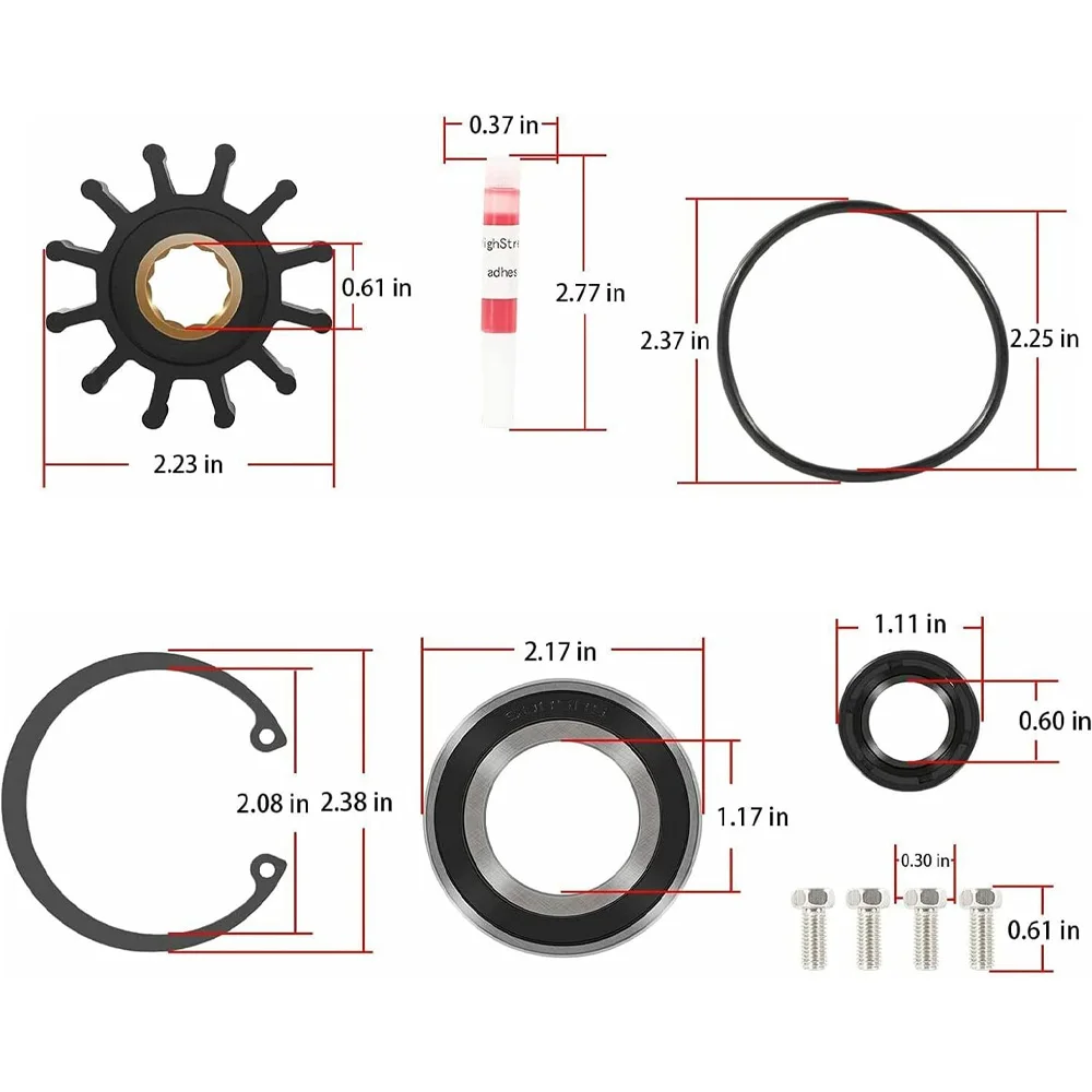 Raw Water Pump Repair Rebuild Kit Fit for 1999-2005 Volvo Penta Gas Sterndrive Replaces Johnson 09-5000
