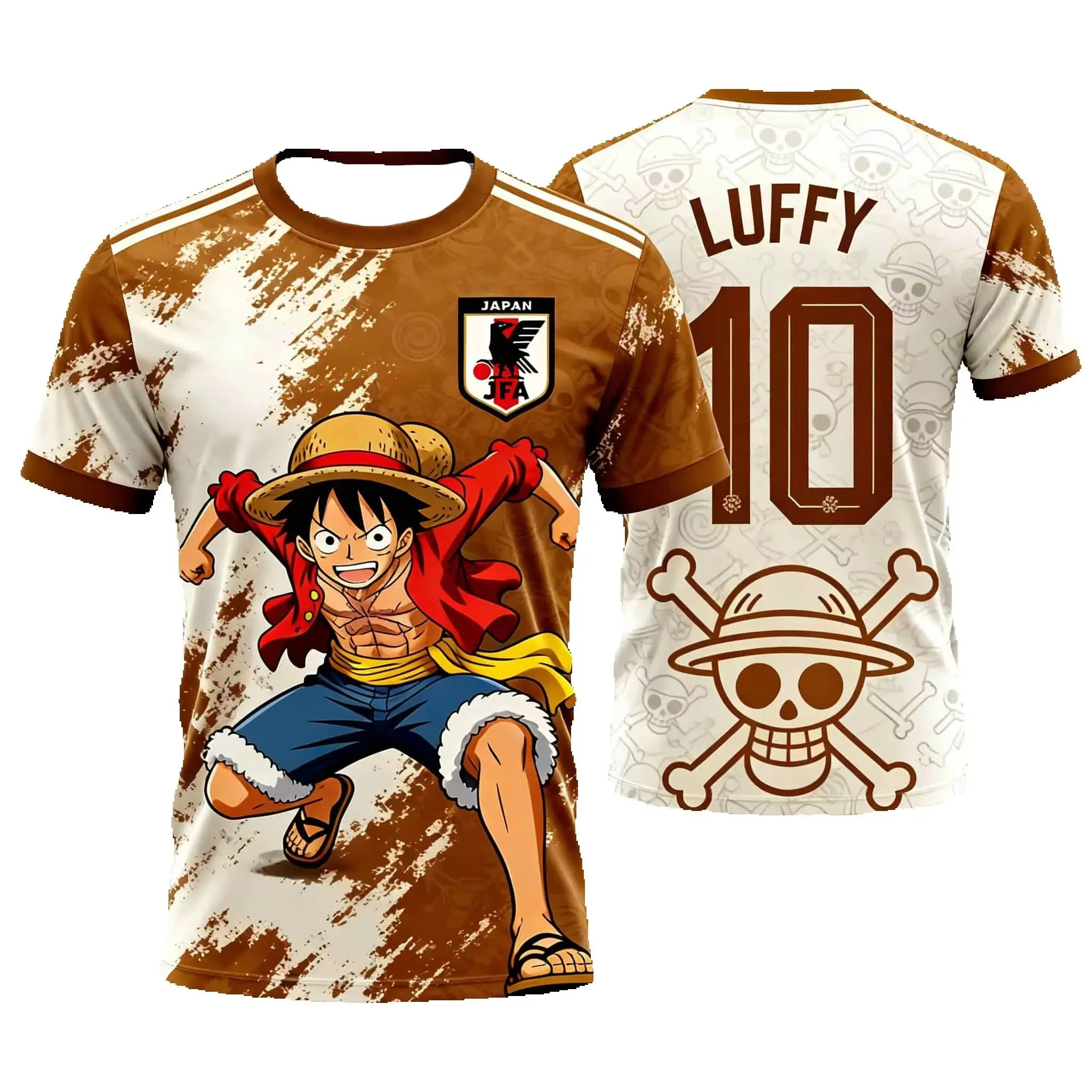 One Piece Monkey D. Luffy Japan Soccer Jersey 10 Quick Dry T-Shirt For Men Women Kids Anime Fan Tee Summer  Sports Streetwear