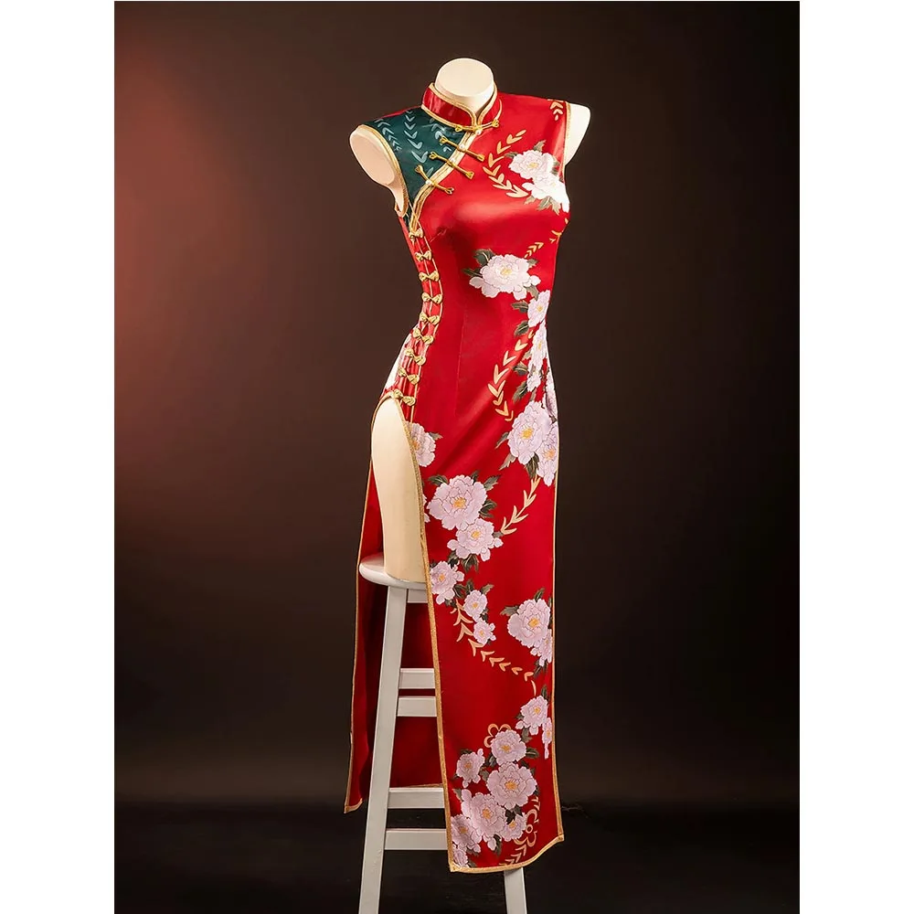 Sexy Anime CODE GEASS Lelouch of The Rebellion C.C. Cosplay Costume Chinese Style Red Cheongsam Dress Woman Christmas Suit view 6