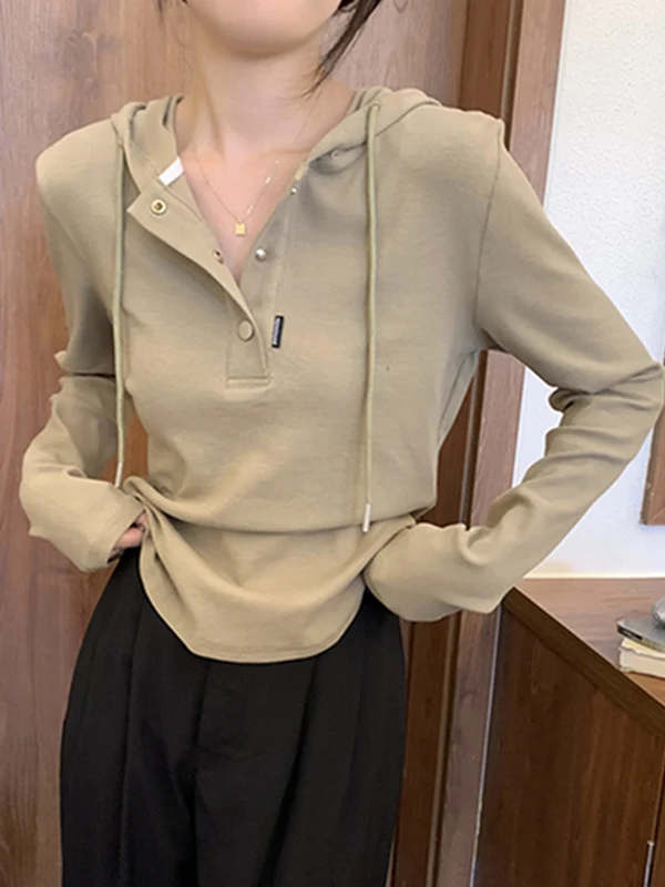 

Футболка с капюшоном Slim Fit Long Sve, женская модная основа irt ort Sle, повседневная дышащая удобная повседневная одежда