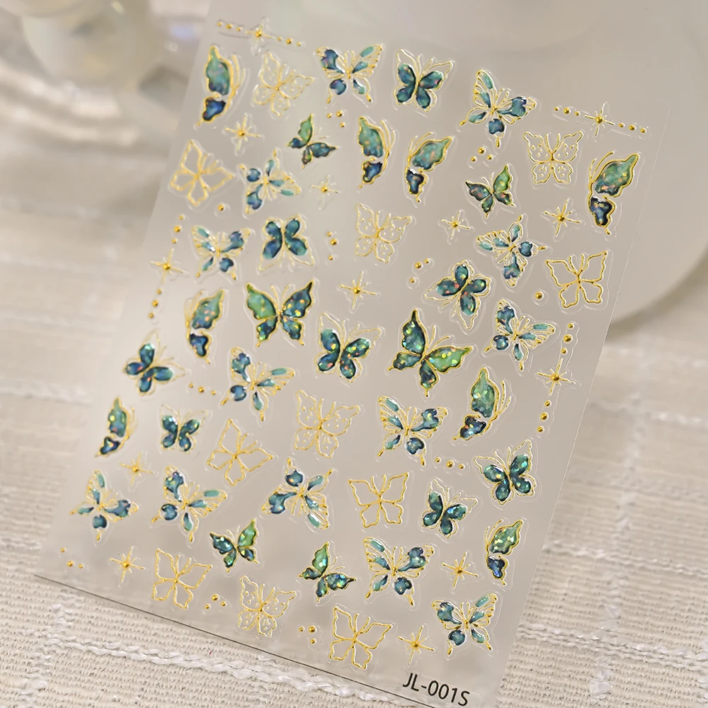5d relevo fantasia borboleta verde adesivos de unhas bronzeamento asas de borboleta projetos autoadesivos sliders decalques diy suprimentos de unhas