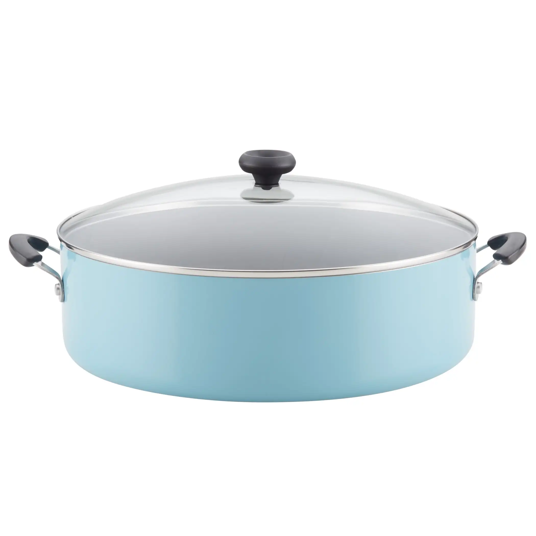 

14" Easy Clean Nonstick Family Pan Jumbo Cooker with Lid Aqua