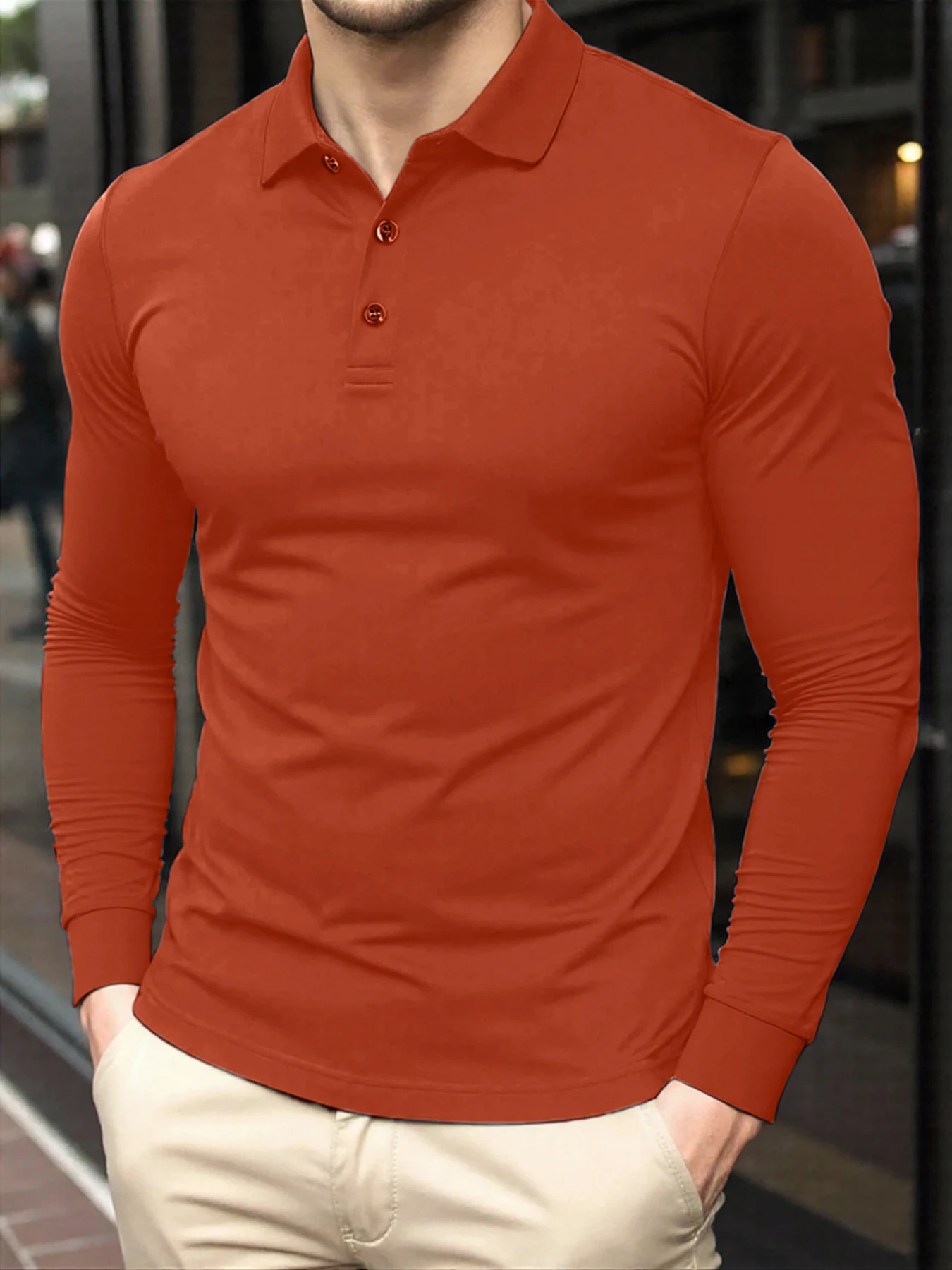 Comfortable Solid T-Shirt Men's Autumn Business Polo Shirts Colour Casual Sport Tops Commute Company Tee Button Street Workwear