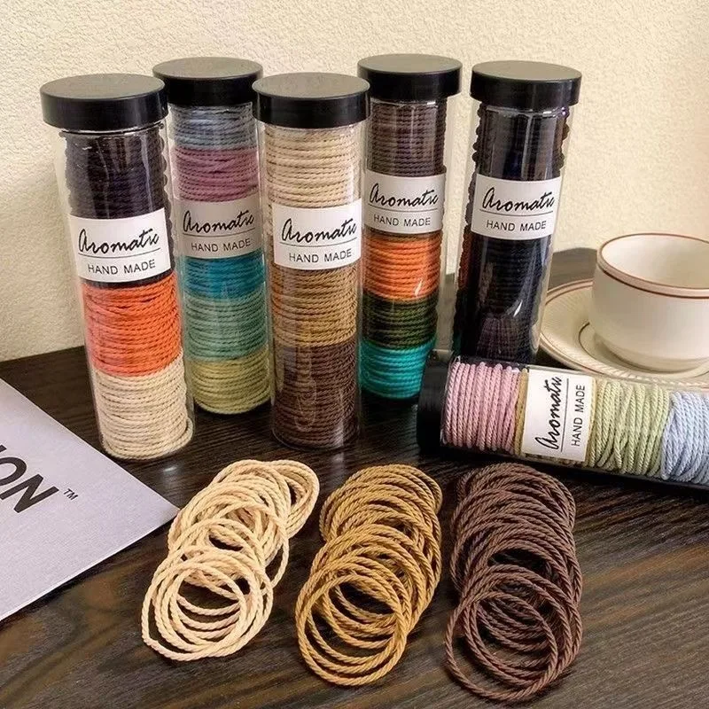 ที่ม้วนแป้งทอดขนาดเส้นผ่านศูนย์กลาง5ซม. 100ชิ้นที่ม้วนผมสำหรับมัดผมยางรัดผมสตรียืดหยุ่นไร้รอยต่อเชือกผูกผมเครื่องประดับผม