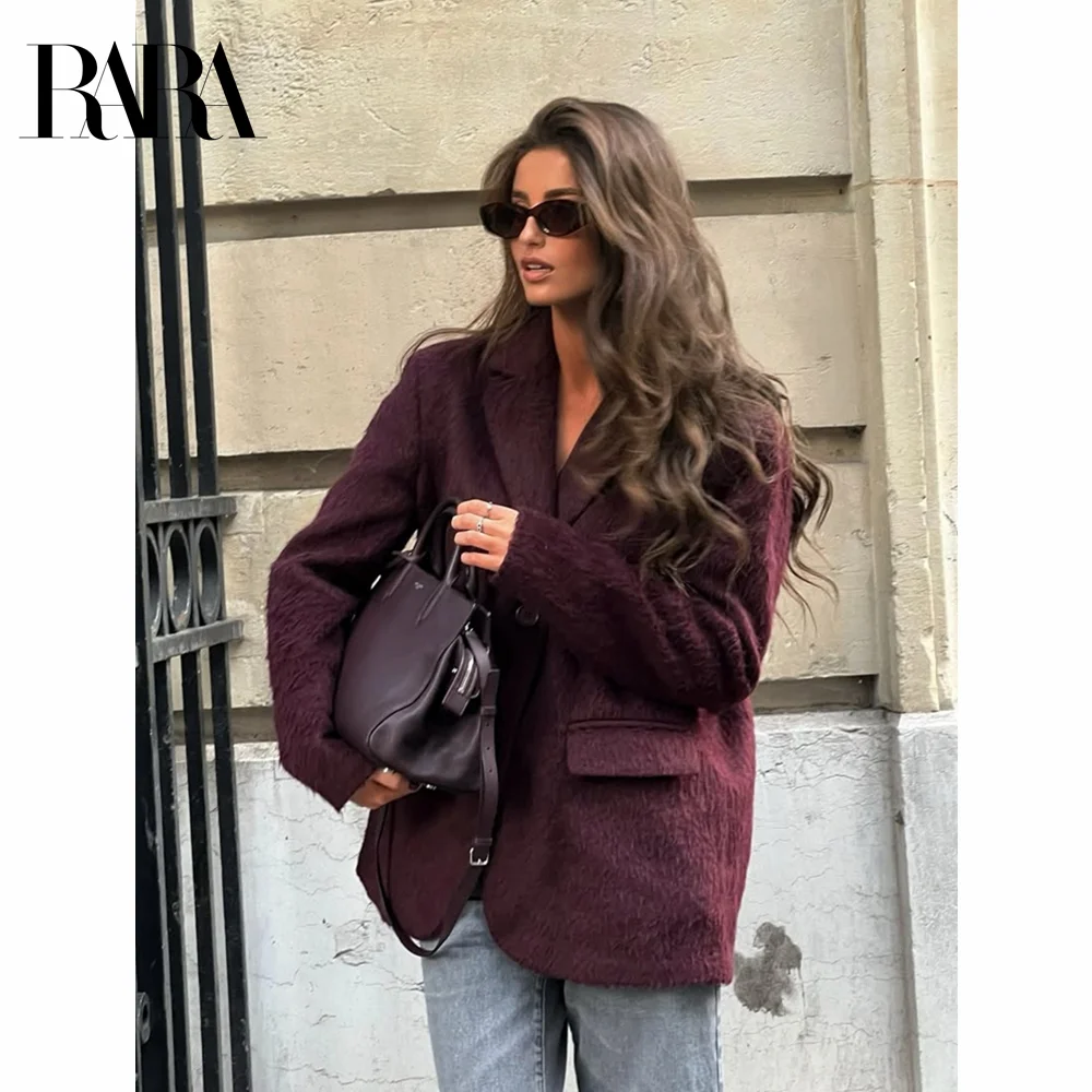 

2024 RARA women's winter new style with shoulder pads straight suit jacket fashionable and versatile loose pocket decoration