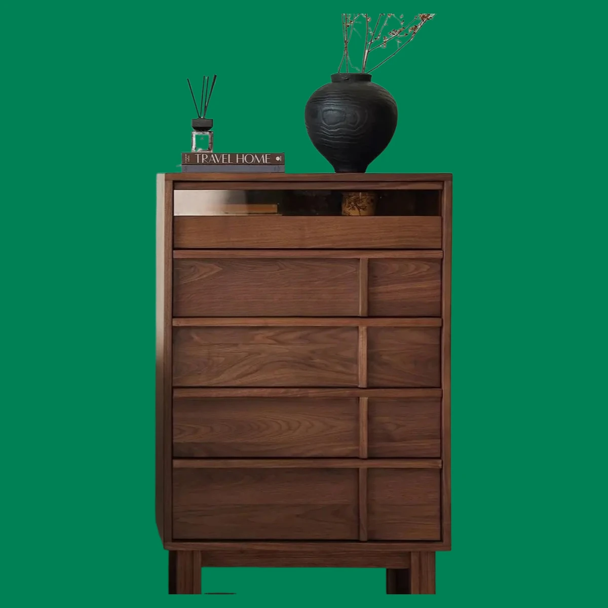 

North American black walnut solid wood chest of drawers living room storage bedroom bedside cabinet