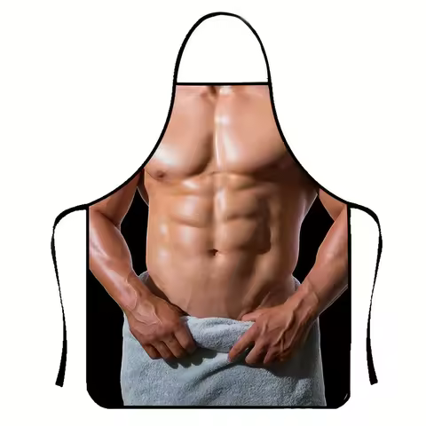 Funny Creative Printed Apron, Muscular Male Chef Design, Unique Gift for Him