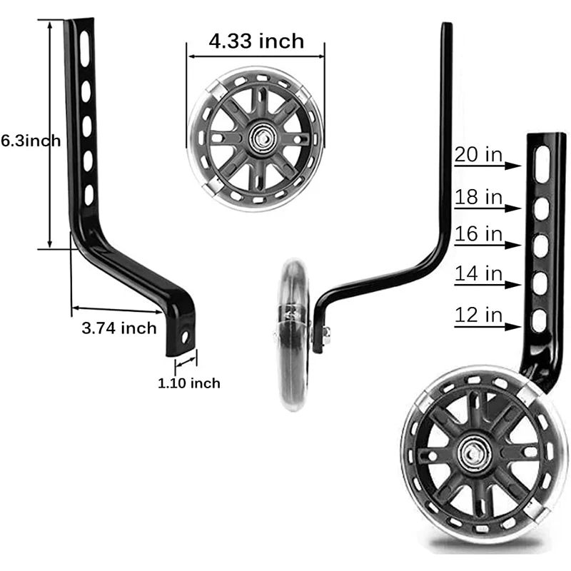 Rueda auxiliar de bicicleta para niños, 12/14/16/18/20/22 pulgadas, palanca de cambios para cochecito, rueda lateral pequeña de equilibrio